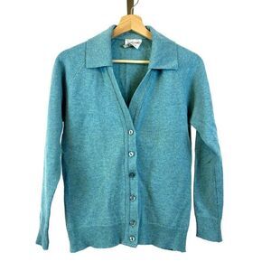 Vintage 100% Lambswool Collared Cardigan Sweater Edinburg Woolen Mill No Sz EUC